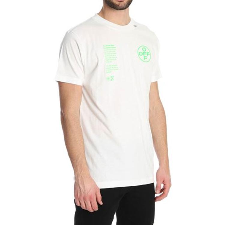 Off-White Eye-Catching Fluorescent Letter Print Short Sleeve T-Shirt Men Tops White OMAA027R201850060145