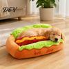 Einzigartiges Haustierhaus für Dackel Hot Dog Bett, Niedliches Gemütliches Kuschel-Häuschen mit Abnehmbarem Waschbarem Polster, Lustige Indoor-Katzenhöhle Brötchen Plüschbett Kleine Hunde Katzen Weich