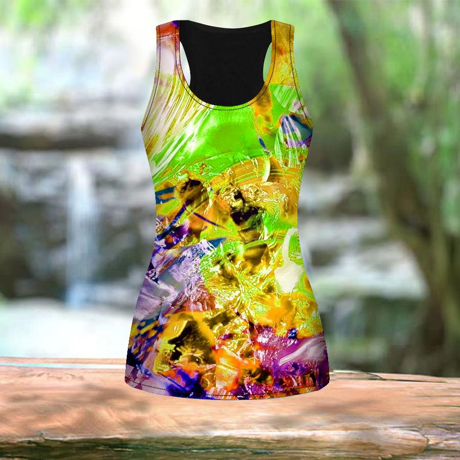 

Женские летние спортивные рубашки с 3D-принтом «Хрустальная волна» L для занятий йогой и тренажерным залом, жилеты больших размеров 6XL жёлтый