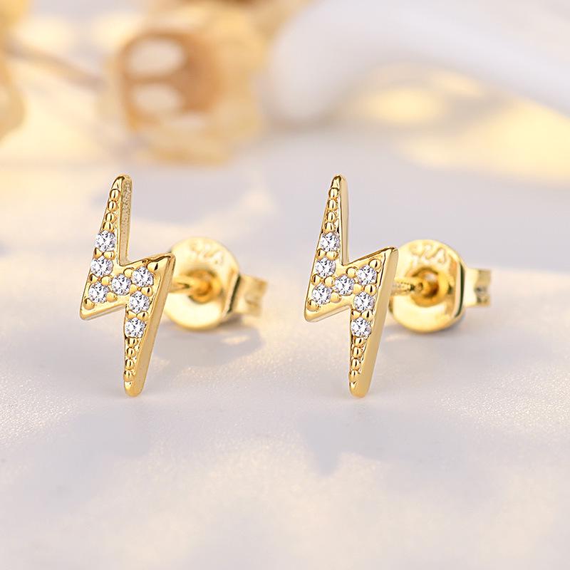 Japanese/Korean Hypoallergenic S925 Silver Needle Lightning Stud Earrings for Women