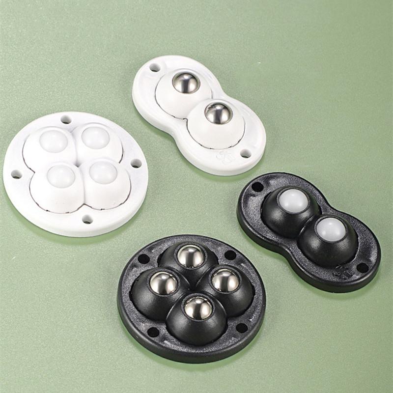 4Pcs Self Adhesive Type Mute Ball Universal Wheel 2/4 Beads Furniture Casters Wheels Stainless Steel Wheel 360° Rotation