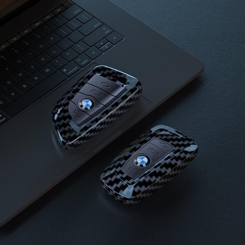 Applicable To BMW X1x3 Carbon Fiber Pattern Key Cover 1 Series 3 Series 5 Series 8 Series 320li Protective Case X5X6 Bag 530 Case Buckle