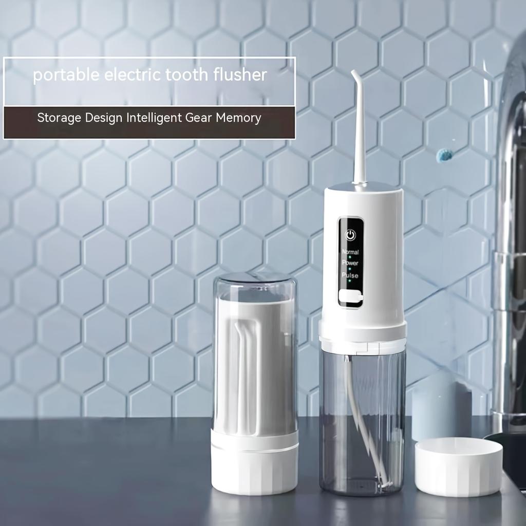 Tragbarer elektrischer Zahnseide-Apparat, kabelloser einziehbarer Munddusche mit 0,8 mm Wasserstrahl, Zahnreiniger für Zuhause und unterwegs, universell für Männer und Frauen