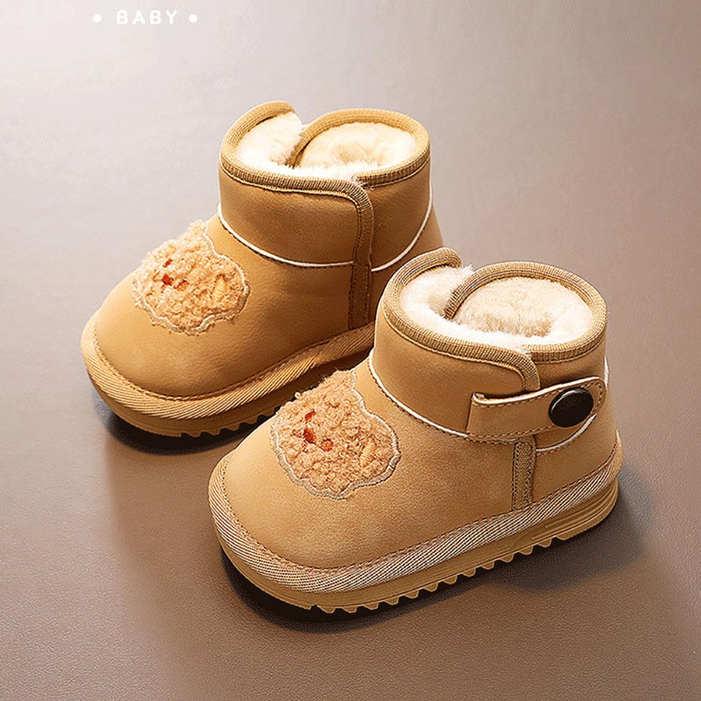Winter Plush Toddler Boots For Children Thick Warm Cotton Shoes PU Leather Anti-slippery Little Girl's Snow Boots Warm Shoes Kid