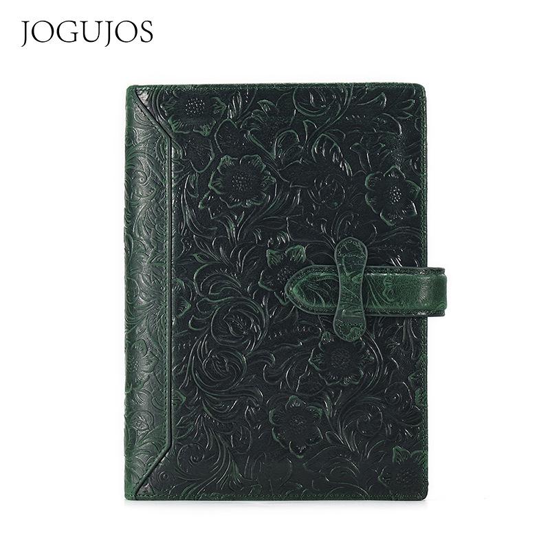 Genuine Leather Business Notebook with Card Slots and Retro Design