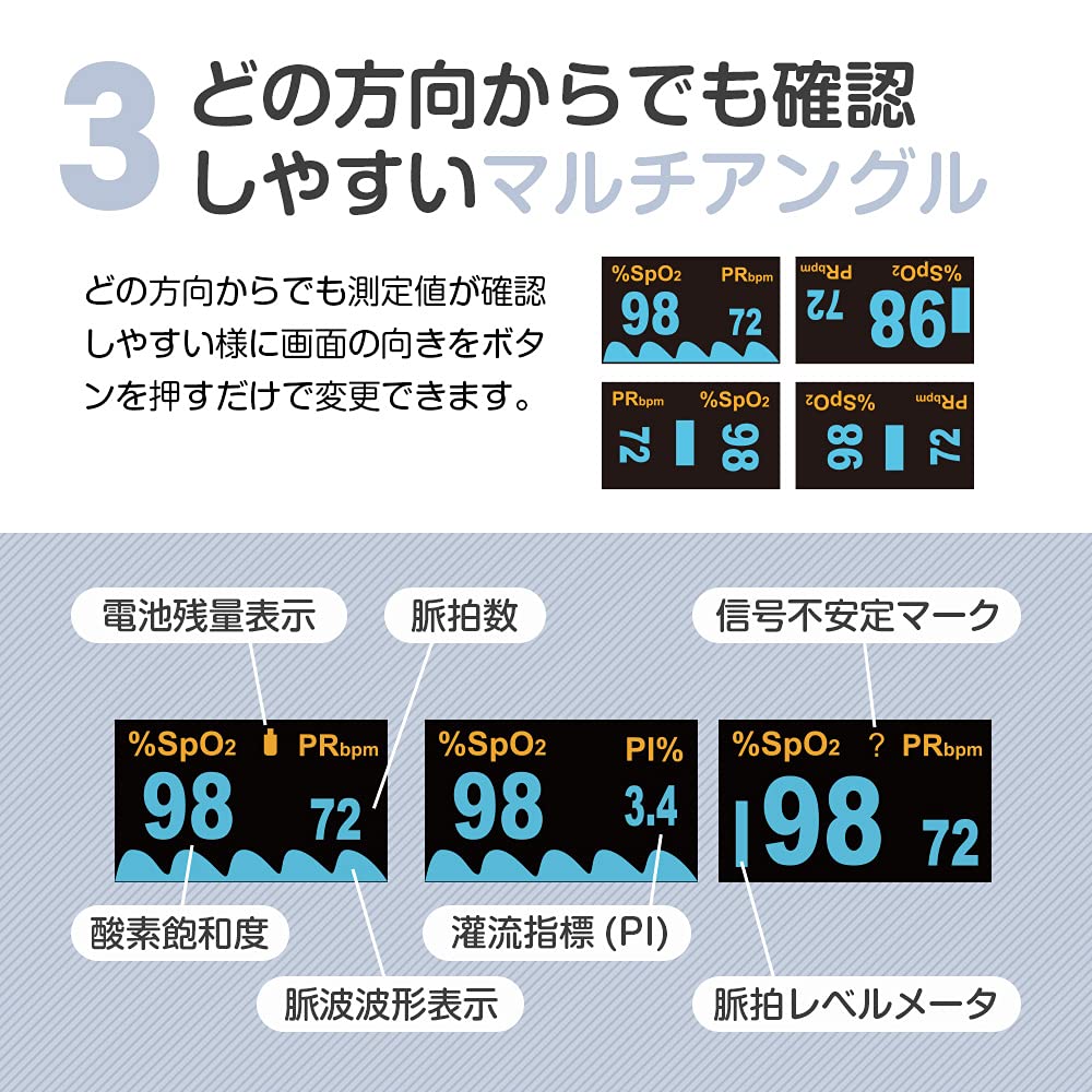 Device Pulse Oximeter with Oxygen Concentration Auto Power Pouch Chinabi MD300CN [Medical Certification] Light-shielding Cover, Meter, Off, Included,