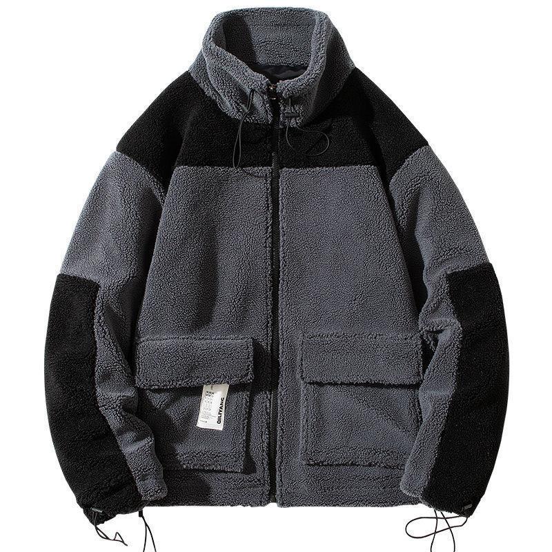 Herrpäls Fuskpäls Vinter Förtjockad Fluffig Långärmad Varm Ytterkläder Lyx Patchwork Jacka Vindtät Rockar