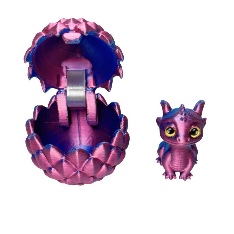New 3D Printing Flip Cover Cute Little Dragon+Dragon Egg Set Simulation Dragon Egg Toy Model Desktop Ornament Kids Birthday Gift