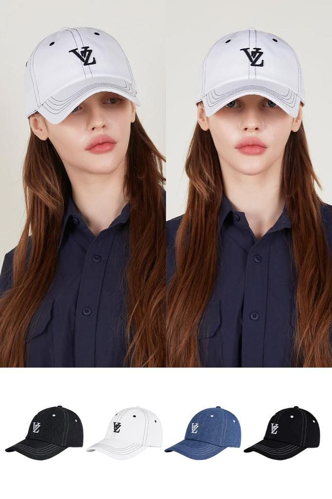 3D Monogram Stitch Over Fit Ball Cap White [VARZAR]