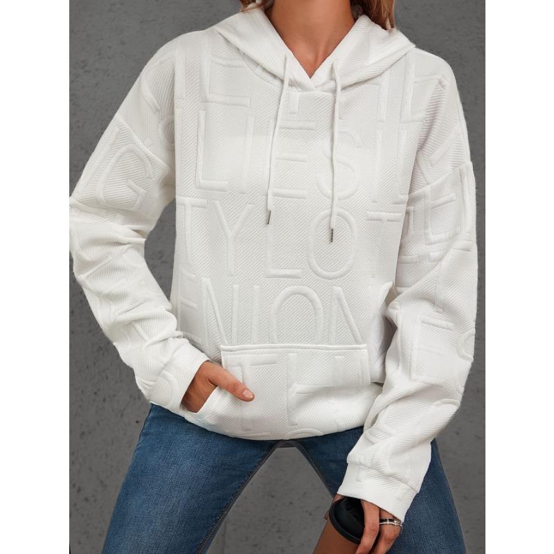 Damen S Lässig Einfarbig Buchstabendruck Pullover mit Kapuze Sweatshirt
