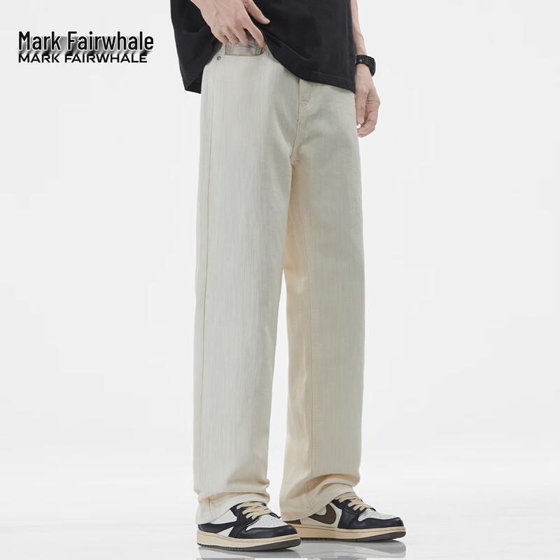 Mark Fairwhale Men's Casual Loose Straight-Leg 100% Cotton Jeans