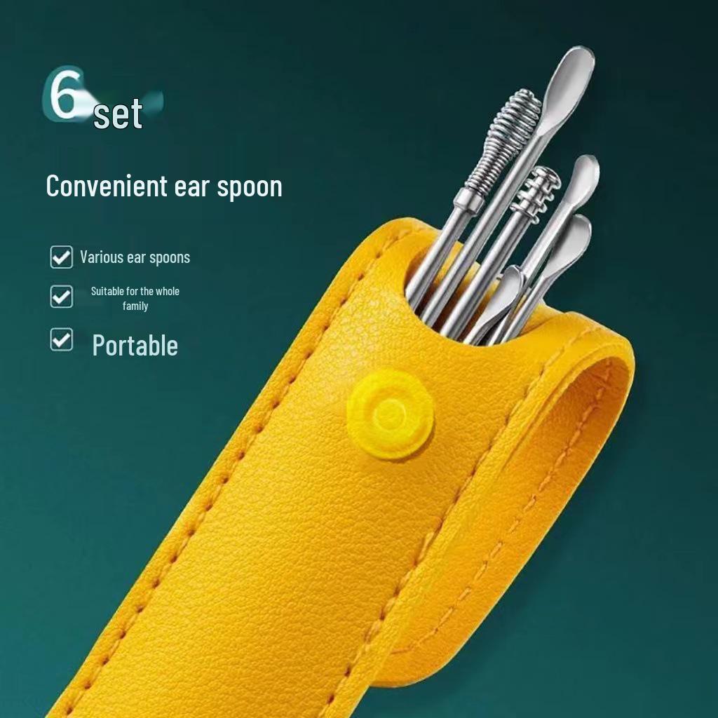 6-Piece Stainless Steel Ear Cleaning Tool Set for Adults and Children