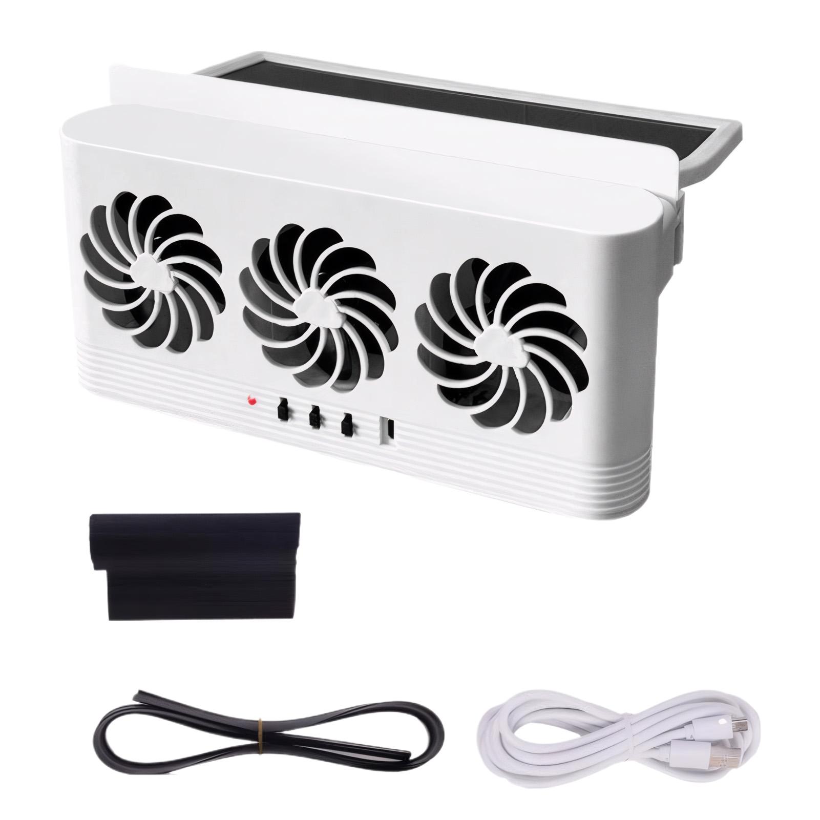 

Solar Powered Car Radiator Cooling Fan With 3 Air Outlets Car Window Air Vent Fan USB Powered Auto Ventilation Fan For All Cars белый