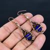 Blue Sapphire Earrings, Handmade Gemstone Earrings, 999 Copper Wire Wrapped Earrings Antique Jewelry, For Engagement Gift