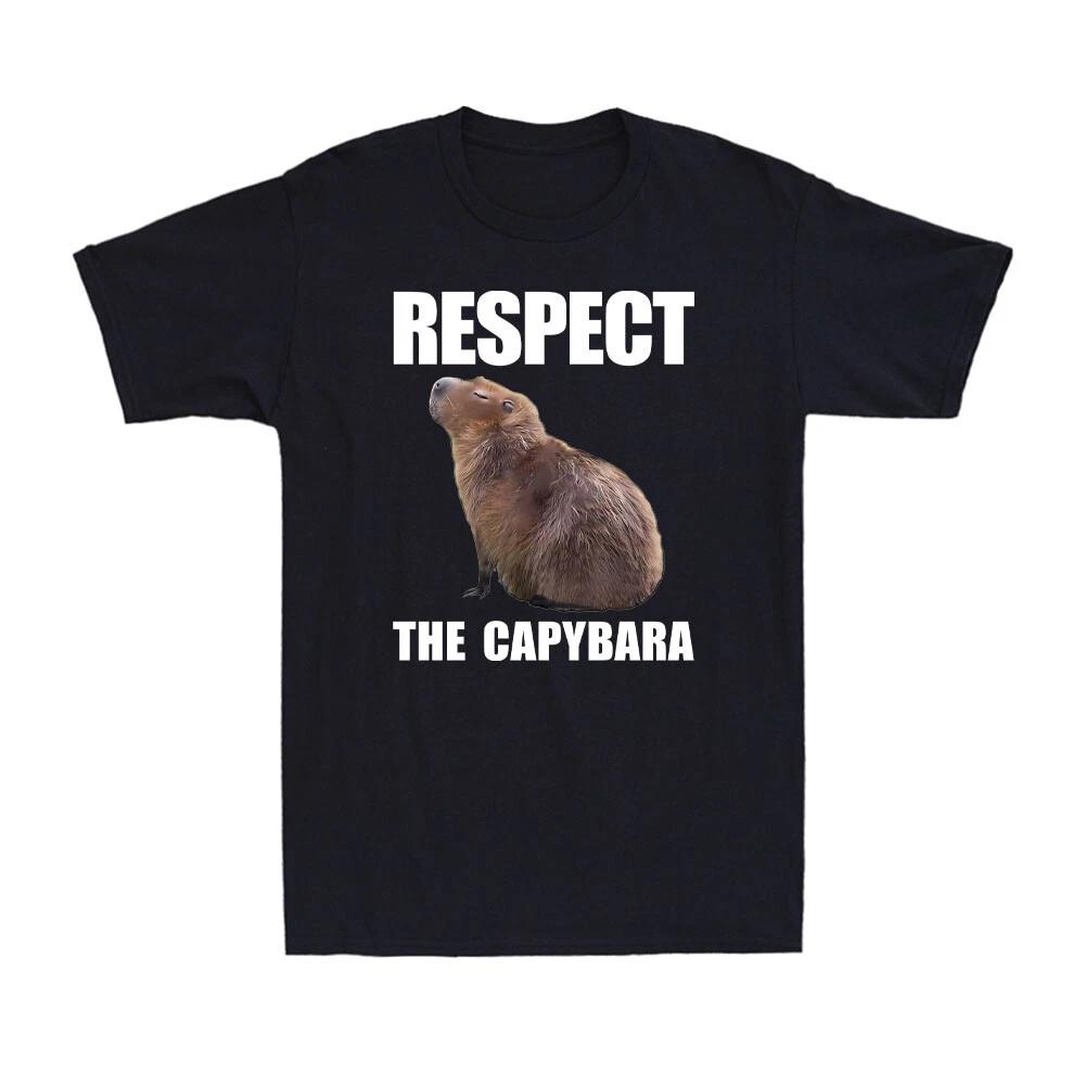 Respect The Capybara Funny Rodent Capibara Photo Men s Short Sleeve T-Shirt L