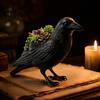 Mystische Heimdekoration Krähe Sukkulententopf, Gotischer Rabe Pflanzenhalter, Schwarzer Vogel Pflanztopf für Dekoration, Balkon Veranda Ornament Dekoratives Novum