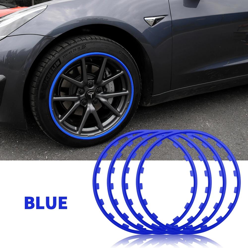 Sticker 2025 New Tesla 4Pcs 16/17inch Car Vehicle Wheel Rims Edge Protector Ring Strip Tire Guard Decoration Accessories Uni