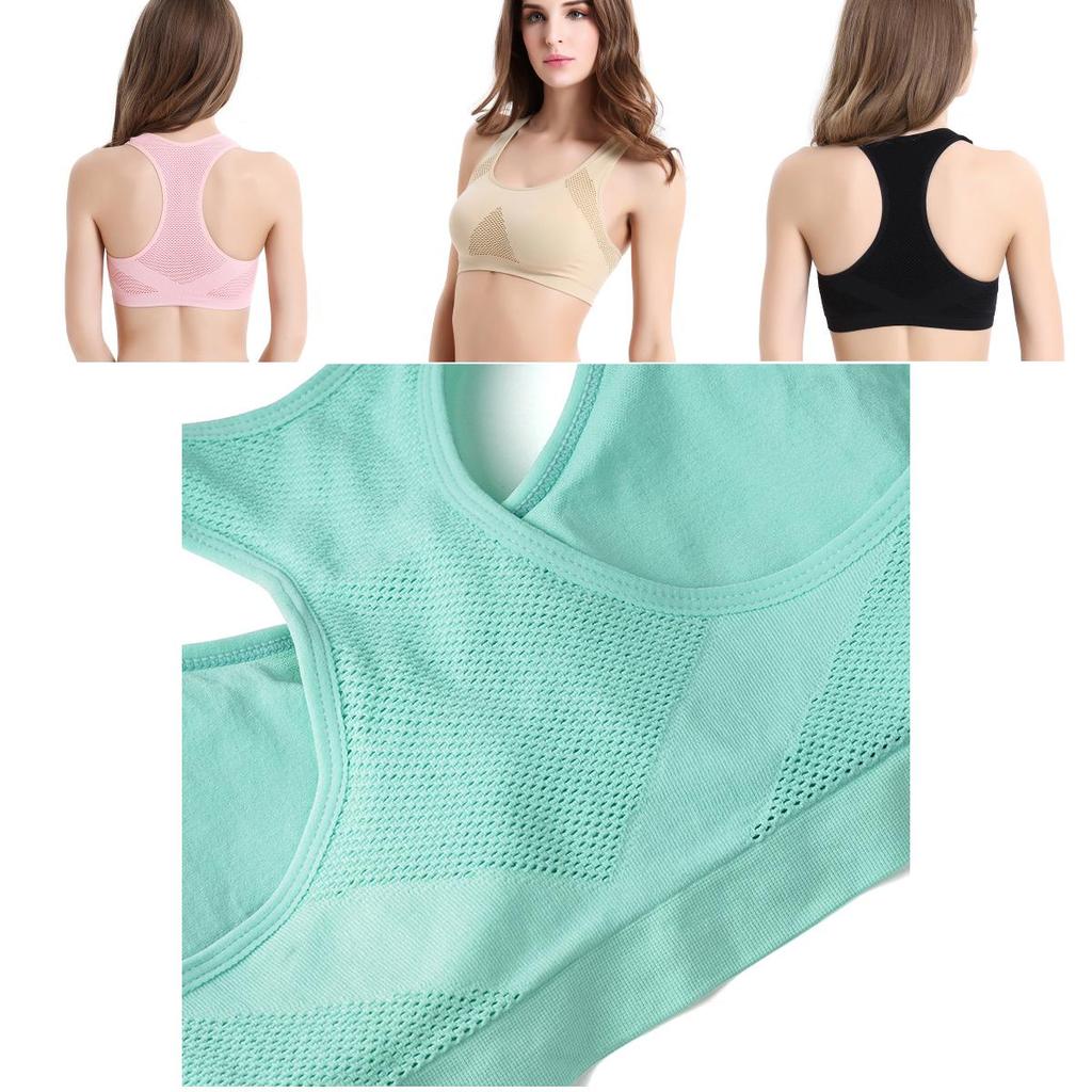 Women Breathable Padded Sports Bra With Hollow Out Design And Pure Color