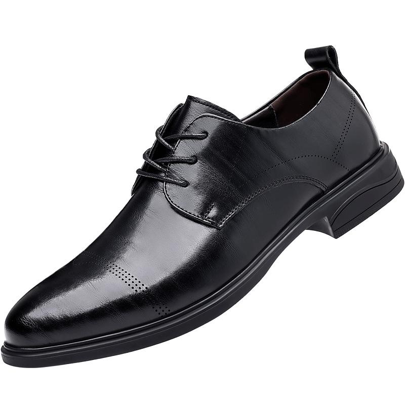 

Мужские деловые кожаные туфли, мужские кожаные остроносые черные туфли из мелкой кожи, британские туфли Брокги на шнуровке, свадебные туфли, джентльменский тренд 44 чёрный