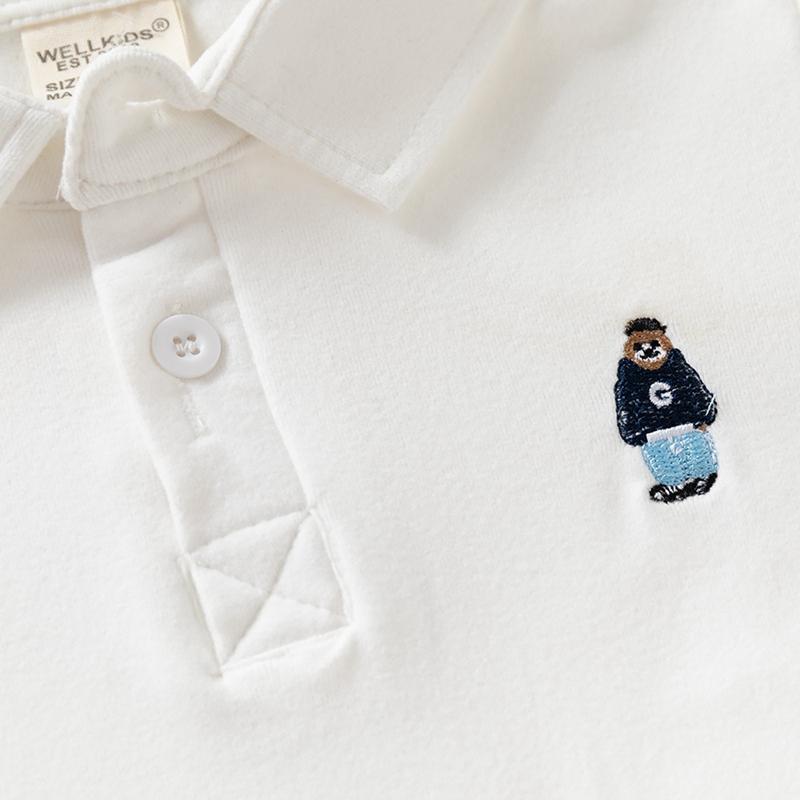 Kids Boys Polo Shirt Long-Sleeve Collared Pullover