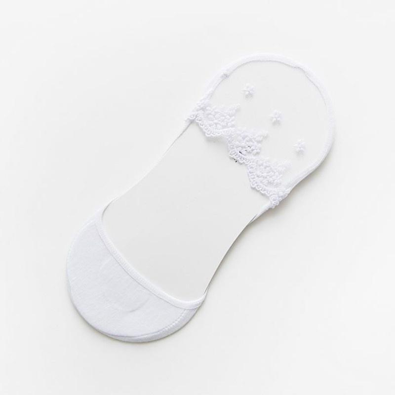 Spitzensocken Bootssocken Damen Baumwollsocken Sommer Dünne Sektion Flacher Mund Sexy Transparent Unsichtbare Socken Silikon Rutschfeste Socken Niedrige Socken