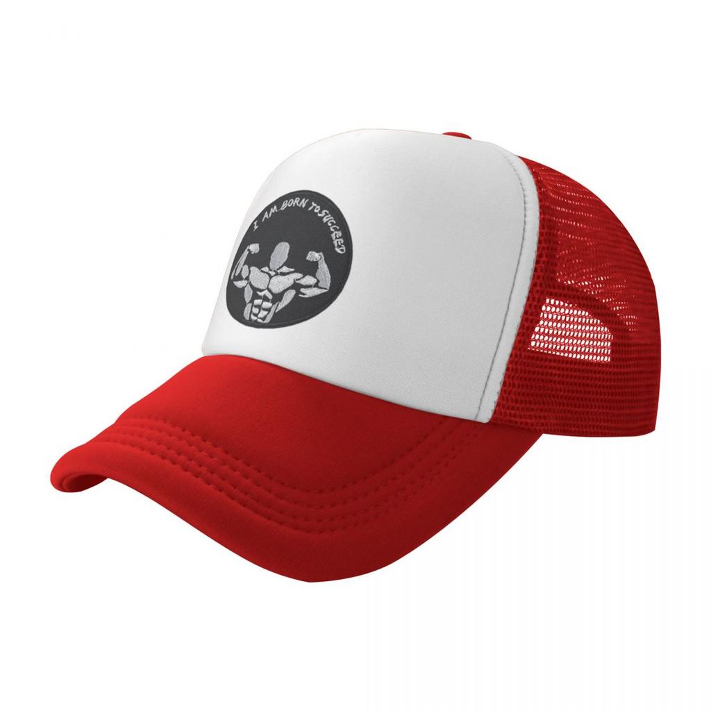 Printed Bodybuilding Strong I Am Born To Succeed Sport Mesh Baseball Caps Women Camping Male Beach Dad Hat Trucker Cap