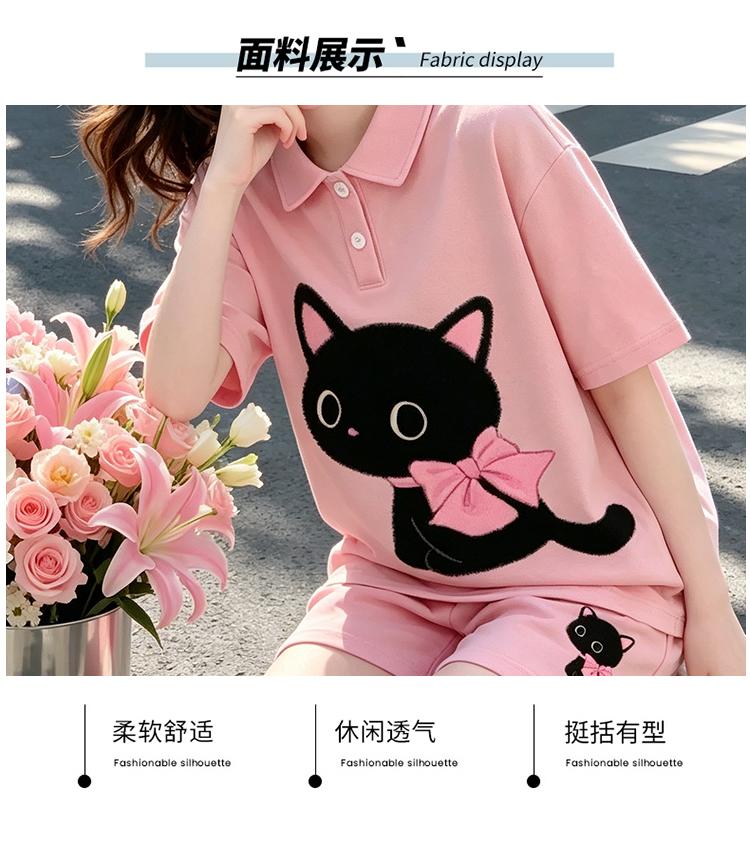 Girls' Summer Outfit Set, New Trendy and Thin Style, Girls' Polo Shirt Short-sleeved Sports Two-piece Set