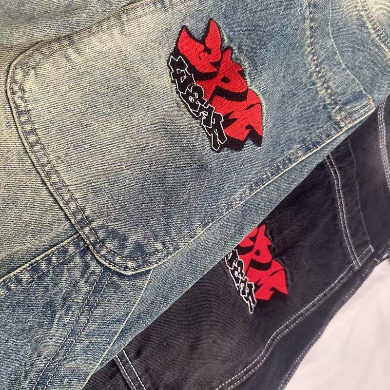 RogueWave Y2K Nové Streetwear Džíny Vintage Prané Volné Džíny Harajuku Punk Rovné Ležérní Gotické Široké Kalhoty