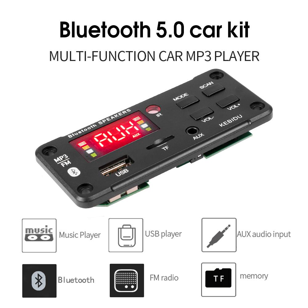 Bezdrátový Bluetooth 5.0 9V-24V MP3 WMA Dekodérový Modul Autorádio USB TF FM Rádio Modul Barevný Displej MP3 Přehrávač s Dálkovým Ovládáním