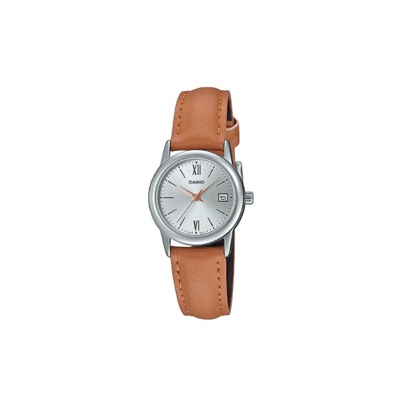 

Casio STANDARD series simple retro small round watch business casual fashion versatile quartz movement leather strap Japanese and Korean LTP-V002L-7B3 серебряный