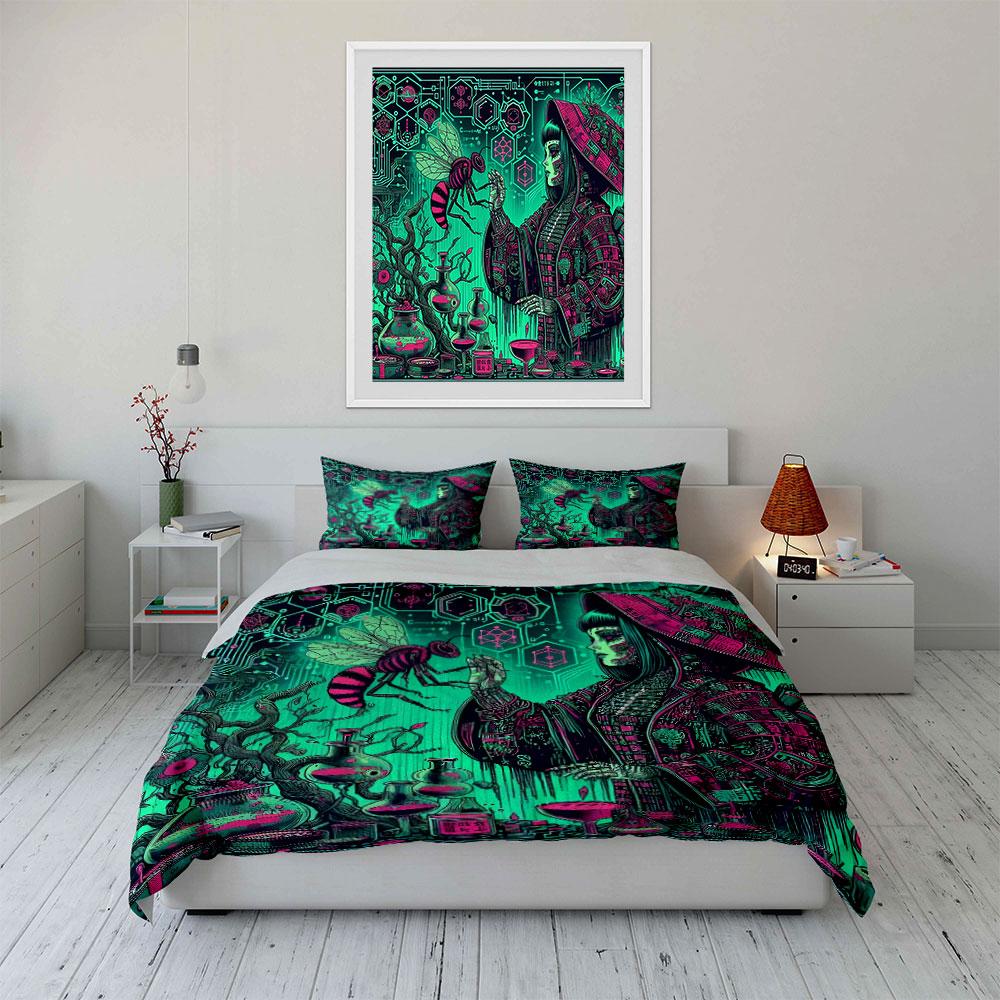 "Cyberpunk Artwork Science Fiction Set" Soft Skin-Friendly Bedding Set Includes 1 Duvet Cover And 2 Pillowcase Gift