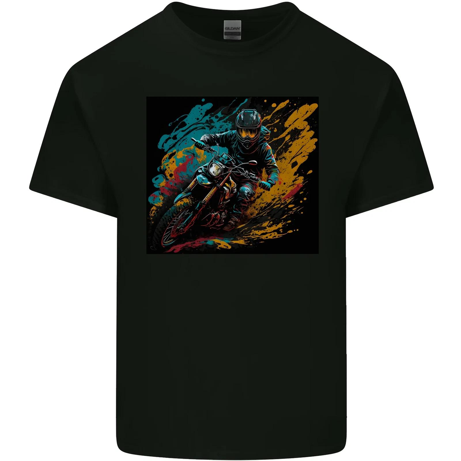 A Colourful Motocross Image MotoX Dirt Bike Motorsports Kids T-Shirt Childrens 4XL