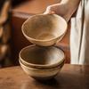 Rice Bowl Japanese Style Wind Kiln Ceramic Bowl Retro Tableware Bowl Household Small Bowl Eating Bowl Round Dessert Bowl