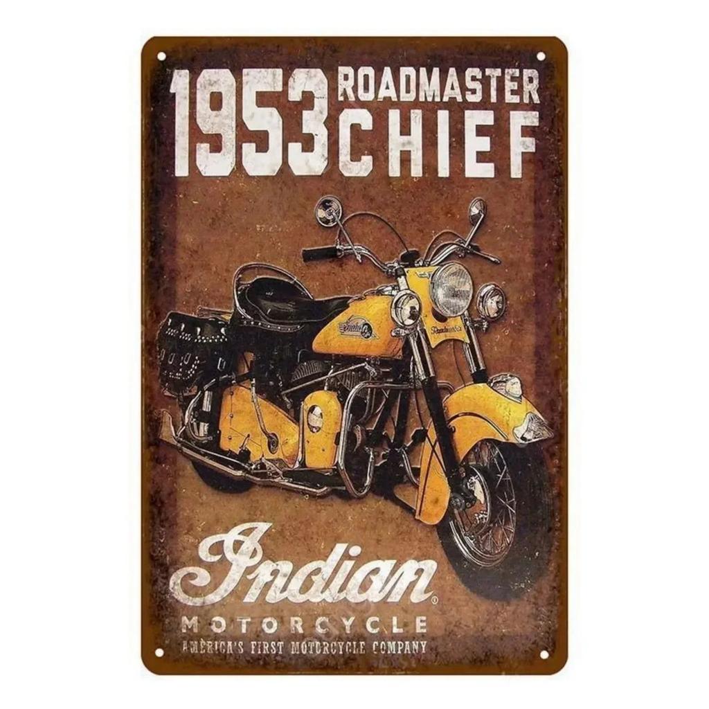MotorcycleVintageCo Pinup Kovové cedule - Vintage umělecké plakáty - Železná malba Nástěnná dekorace - Pozvedne výzdobu v pánském doupěti a baru
