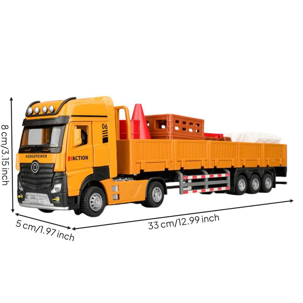 1:32 Scale Flatbed Truck Pull-Back Function Tractor Hauling Unit Model