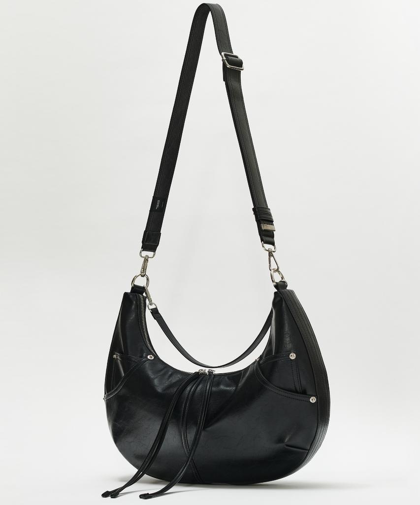 Maison Mined Leather Saddlebag Black