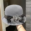 Fashion British flower top hat women's summer sunshade sunscreen hat French crimped sun hat outdoor mesh basin hat