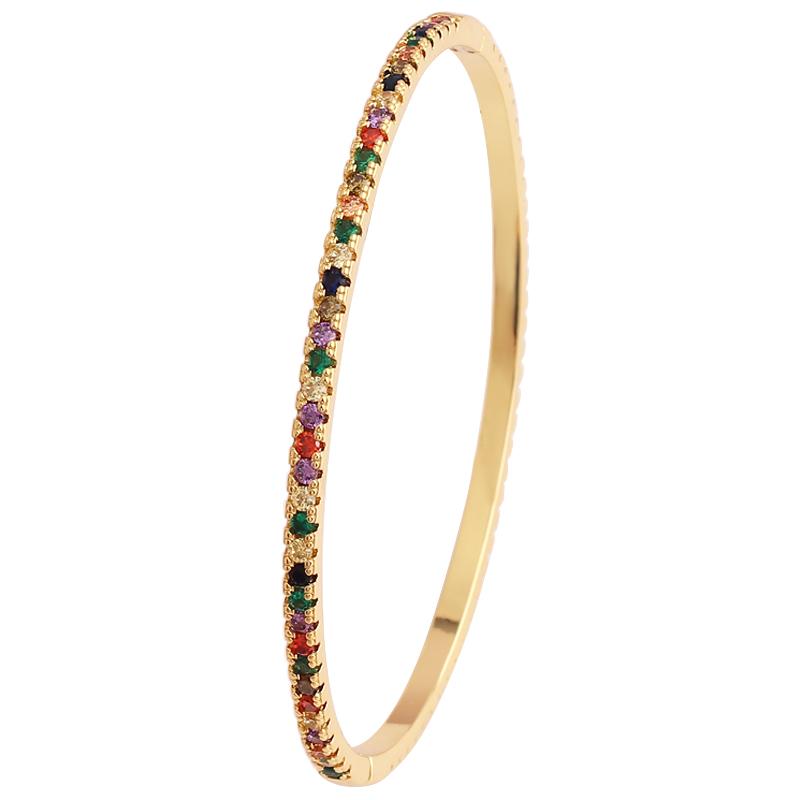 18K Gold Plated baguette Cubic Zirconia Bracelet For Women Men Luxury Jewelry Rainbow CZ Tennis Gorgeous Trendy Bangle Girl Gift