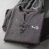 2024 Men's Chinese Style Embroidered Summer Sports Suit, V-Neck, Slim Casual Two-Piece