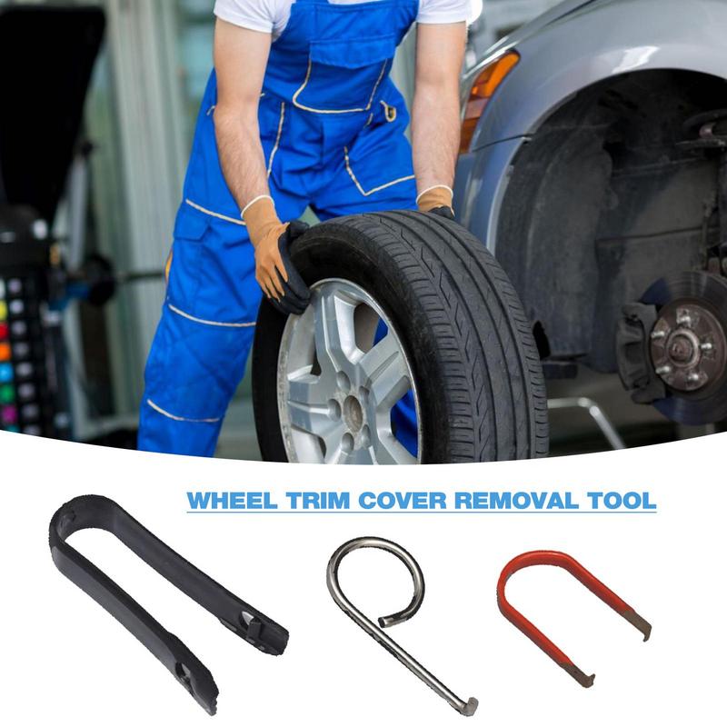Wheel Cover Remover 3pcs Car Wheel Bolt Nut Caps Extractor Removal Puller Tools Center Cover Dismantle Hook Clips Repair Tool