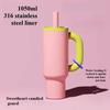 2025 New Stylish Stainless Steel Straw Insulated Ice Cup 40OZ- Thick, Portable Handle Design for Trendy Hydration
