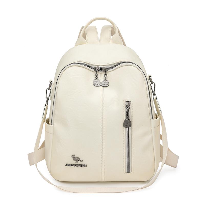 PU Backpack Women's Retro Dual-Use Shoulder Bag Large Capacity Travel Commuter Backpack