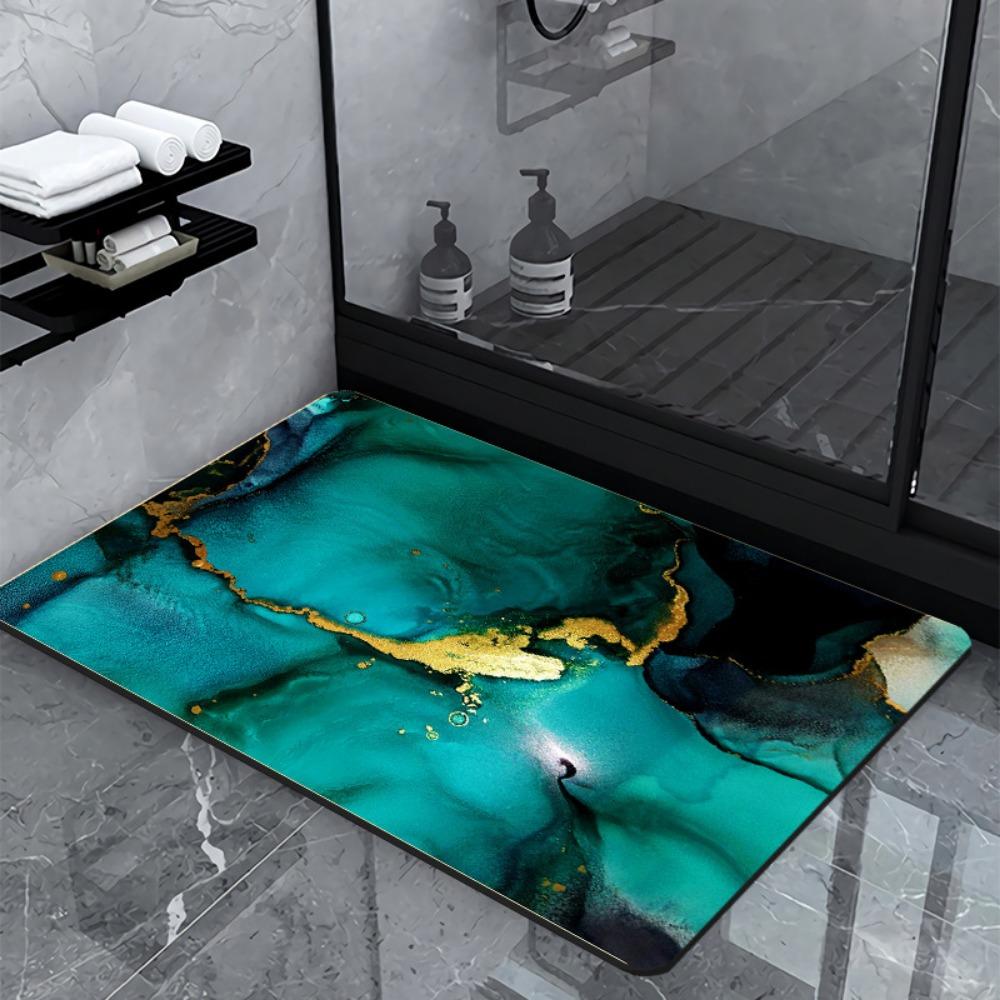 Simple Printing Bathroom Thickening Mat Bath Non-slip Carpets In Wash Basin Bathtub Side Floor Rug Shower Room Doormat Memory Foam 3D Pad