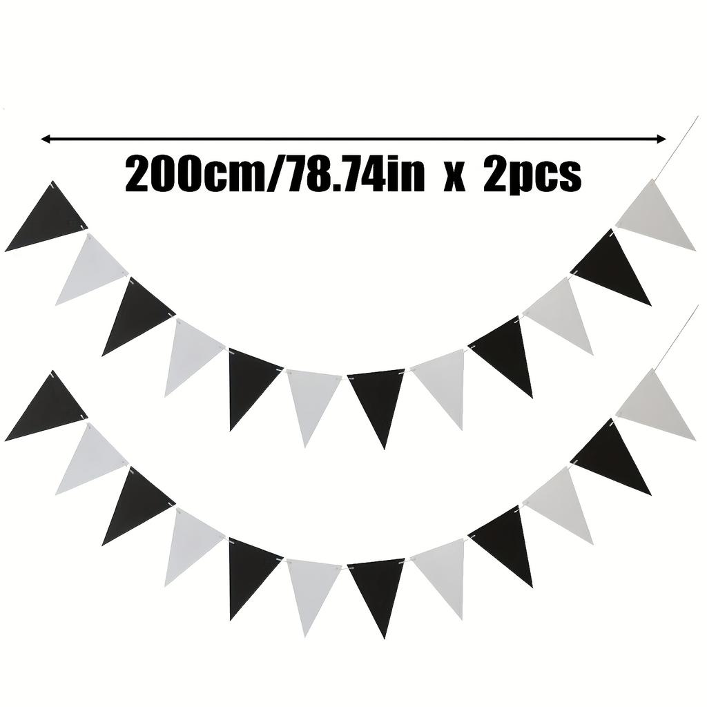 2-Pack Black & White Plastic Ribbon Flags - Perfect for Weddings, Birthdays, and Holiday Celebrations!