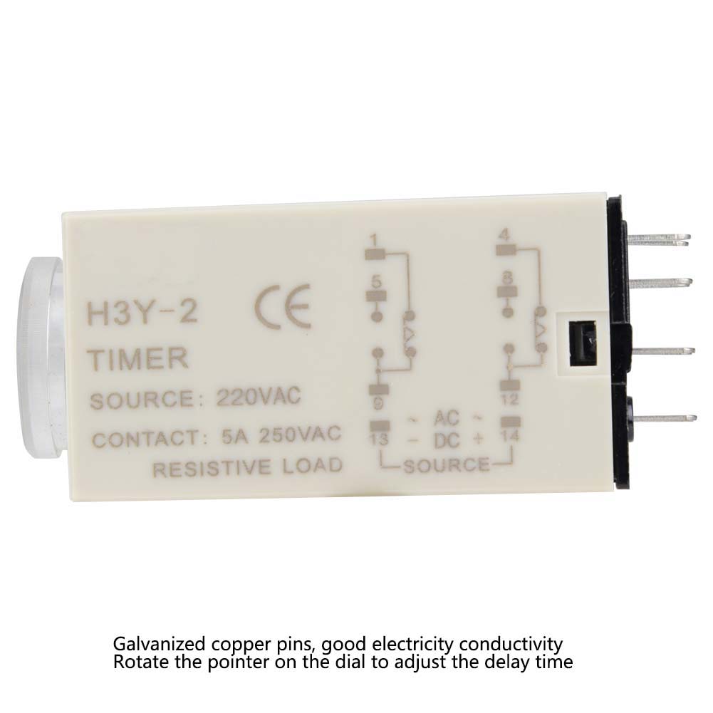 H3Y2 Power On Time Relay Pointer Control Delay Timer 8Pin 5A AC220V (1S)