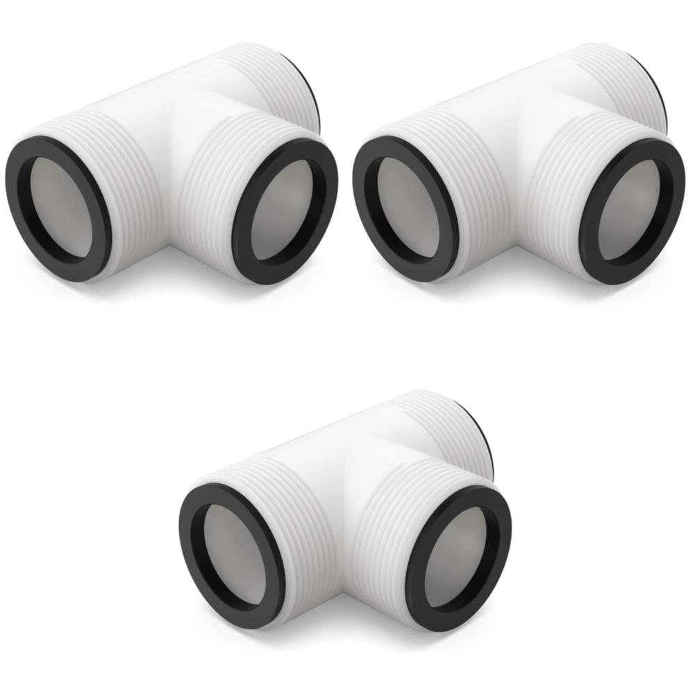 Pool Hose T Splitter with 3 L Rings Pool Hose Extender Controlling Flow Threaded Inlet Pump Adapter for 1.5 Inch Pool Pump Hose