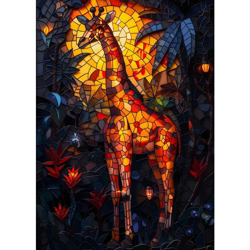 

Stained Glass Creative Animals Portraits Canvas Painting Prints Colorful Picture Church Style Poster For Living Room Home Decor 21cm×30cm NoFrame