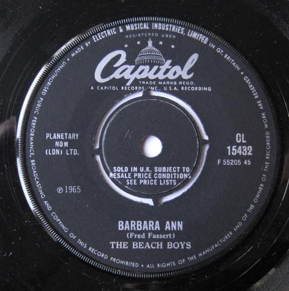 7inch Record BEACH BOYS - Barbara Ann CL15432 Capitol Records 1966 UK Rock Used