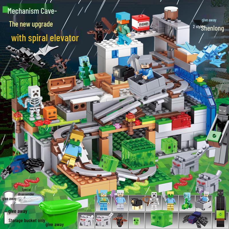 Compatible Lego Bricks: Minecraft Cave, War Village Puzzle for Boys, Birthday Gift