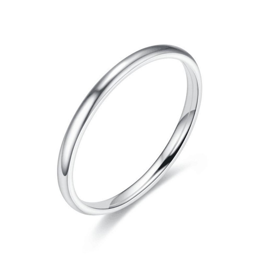 2MM Stainless Steel Smooth Rings For Women Men Titanium Steel Ring Couple Wedding Fashion Waterproof Jewelry Gift